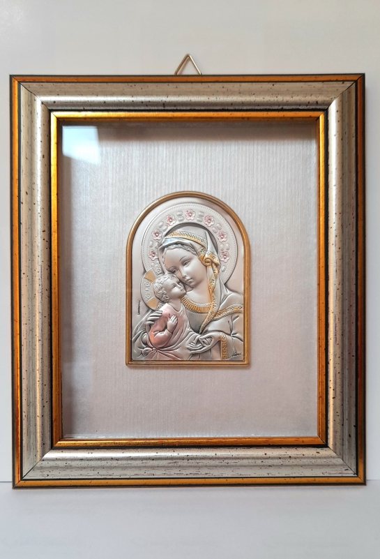 Cadre Vierge de tendresse en metal argent